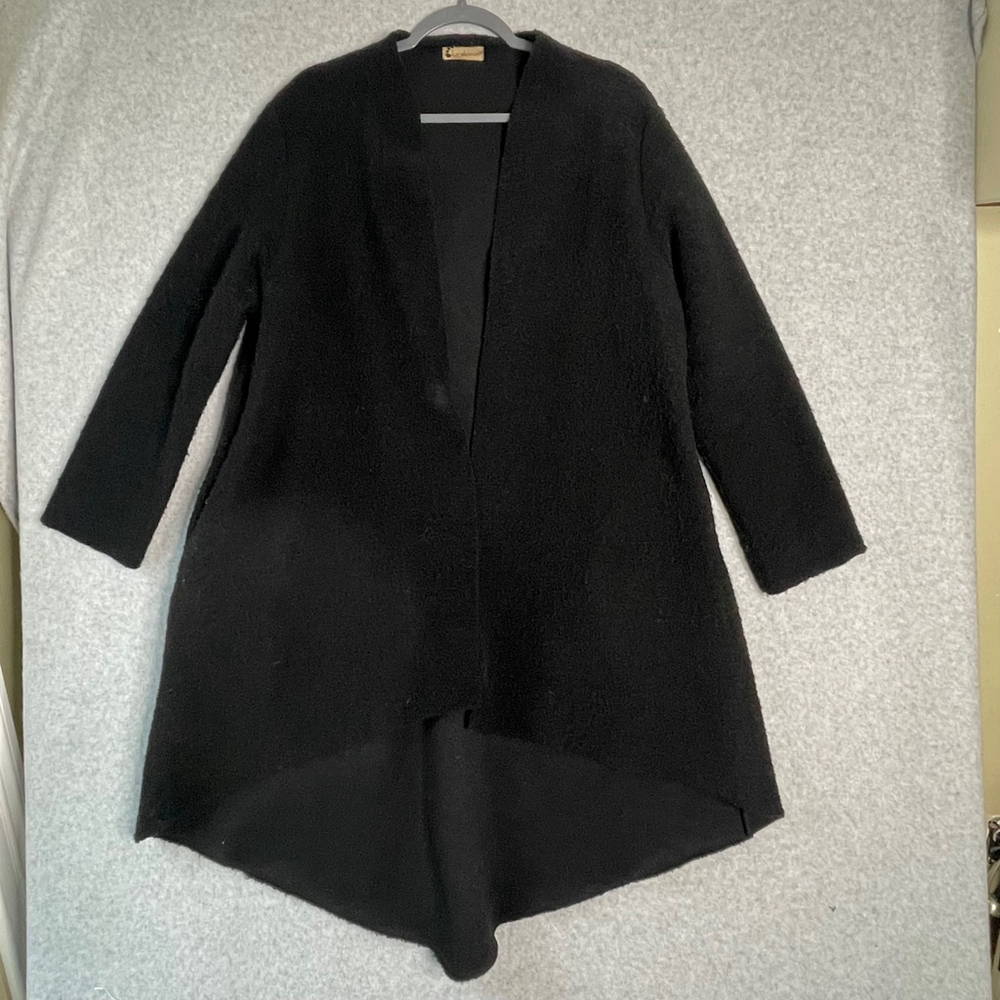 Karakorum Black Wool Blend Longline Coat Size Small Medium